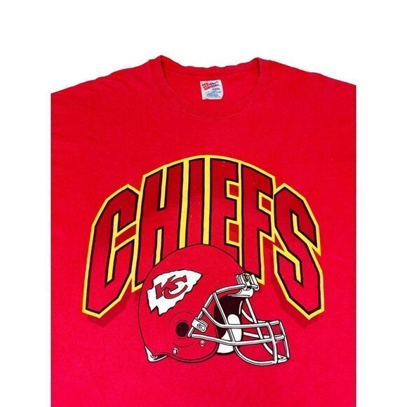 Vintage 90s NFL Kansas City Chiefs T-Shirt XXL Red Football Single Stitch - Picture 1 of 10